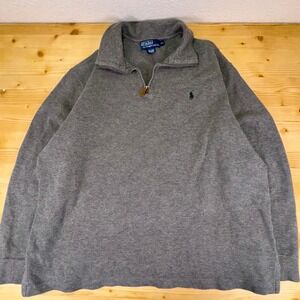 Polo Ralph Lauren 1/4 Zip‎ Pullover Sweater Gray XL Cotton Knit Casual Logo